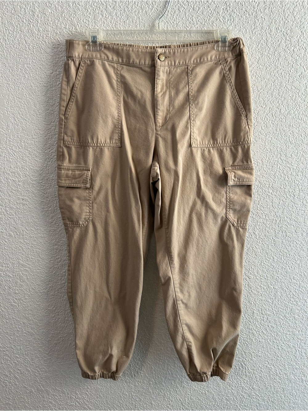J.Crew Cargo Jogger Pants Tan Khaki Utility Ankle Cuff Size 12